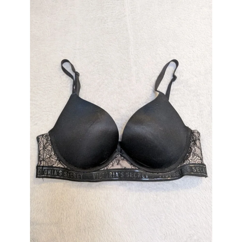 Women's Victoria's Secret Very Sexy Push-Up Bra 32B Black Beige